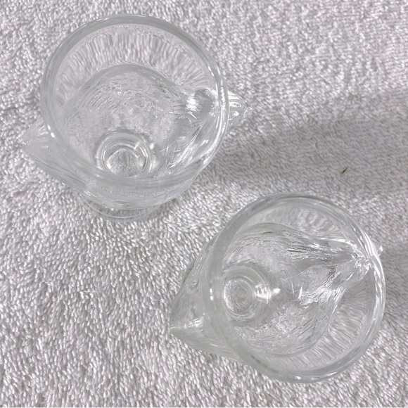 Vintage Clear Glass Chicken Shaped Egg Cups Shot Glasses x2 - Picture 4 of 9